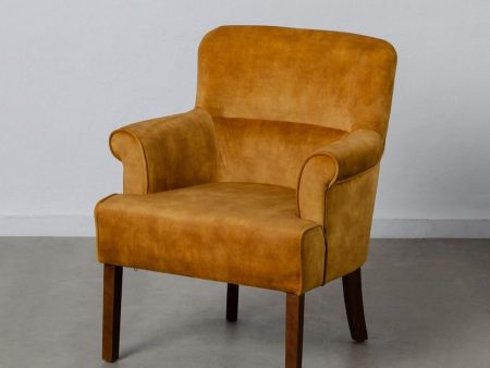 Armchair 77 x 64 x 88 cm Synthetic Fabric Wood Ocre For Cheap