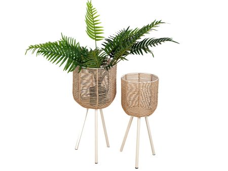 Set of Planters Romimex Rattan Legs (2 Pieces) on Sale