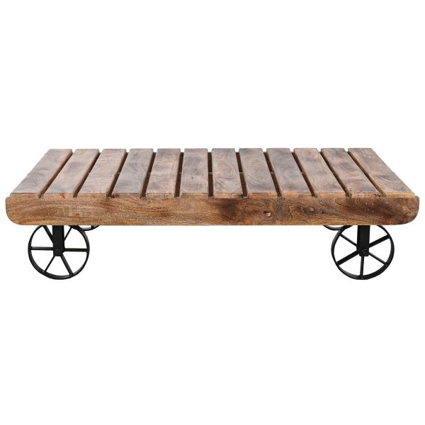 Centre Table Home ESPRIT Black Natural Metal Mango wood 130 x 80 x 32 cm Online