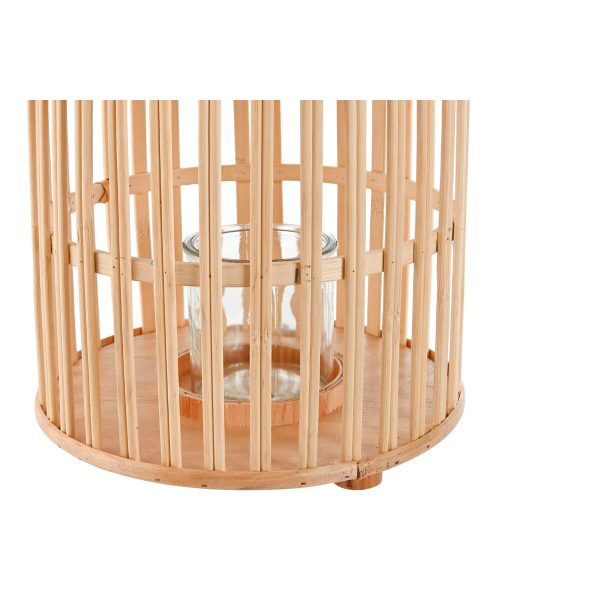 Candleholder Home ESPRIT Natural Light brown Bamboo Crystal 22,5 x 22,5 x 30 cm For Cheap