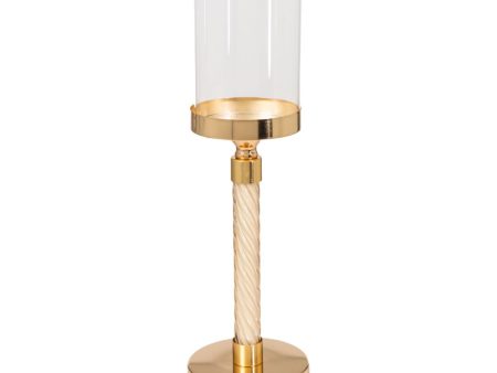 Candleholder Romimex Golden Metal Glass 12 x 46 x 12 cm Supply