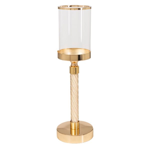 Candleholder Romimex Golden Metal Glass 12 x 46 x 12 cm Supply