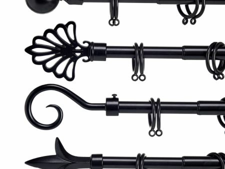 Curtain Bar Extendable Black Iron 5 x 178 x 5 cm (8 Units) Supply