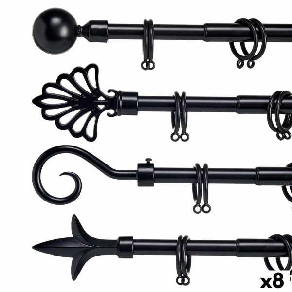 Curtain Bar Extendable Black Iron 5 x 178 x 5 cm (8 Units) Supply