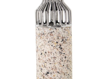 Vase Alexandra House Living Silver Granite Ceramic 12 x 12 x 32 cm For Sale