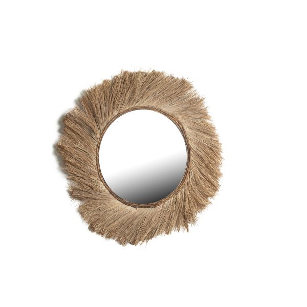 Wall mirror Romimex Natural Vegetable fibre 90 x 4 x 90 cm Circular Online now