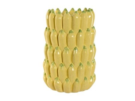 Vase Home ESPRIT Yellow Ceramic Stoneware Tropical 25 x 25 x 38 cm Online Hot Sale