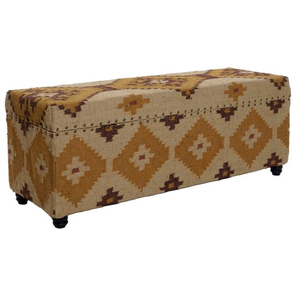 Chest Home ESPRIT Beige Mustard Cotton 120 x 40 x 45 cm Online Hot Sale