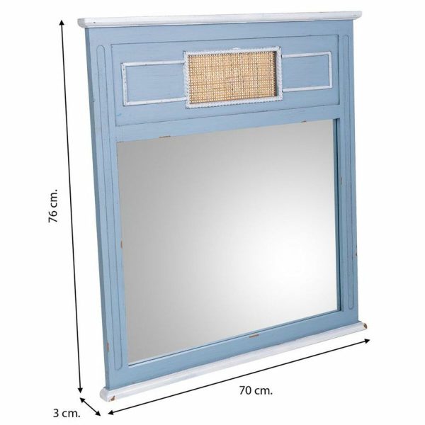 Wall mirror Alexandra House Living Blue 3 x 76 x 70 cm Rectangular For Sale