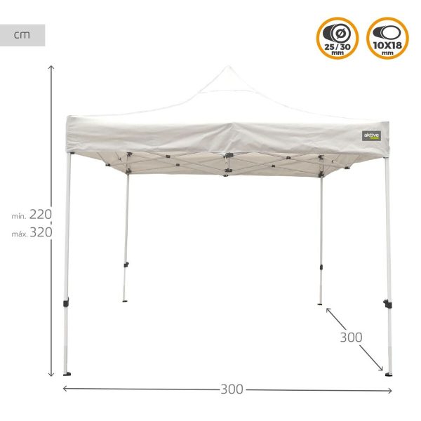 Gazebo Aktive Foldable Adjustable height Steel Polyester 420D Oxford White 300 x 320 x 300 cm Hot on Sale