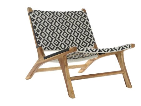 Armchair DKD Home Decor Natural Teak Black White PVC (65 x 80 x 68 cm) Online Sale