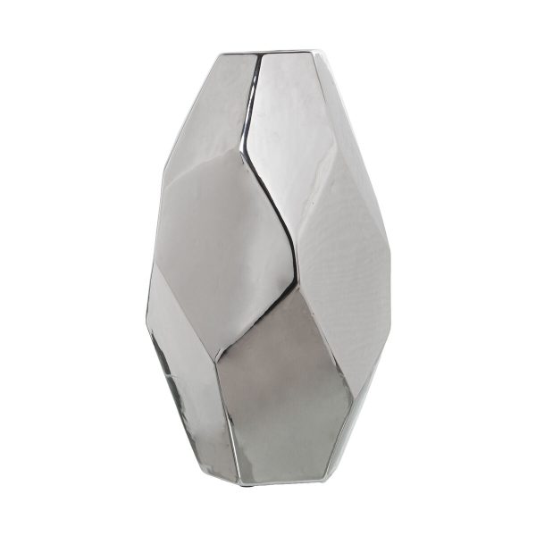 Vase Alexandra House Living Silver Ceramic 19 x 19 x 39 cm Online Hot Sale