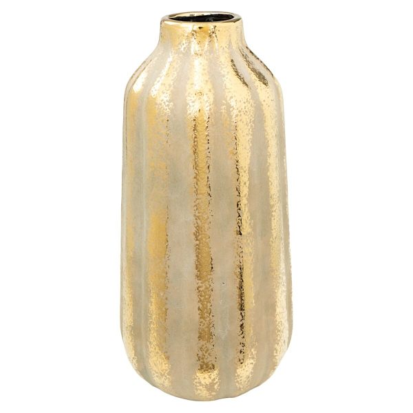 Vase Romimex Golden Porcelain Stripes 17 x 35 x 17 cm Discount