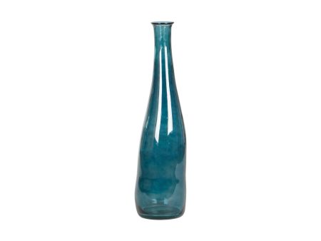 Vase DKD Home Decor 18 x 18 x 80 cm Blue Tempered Glass Online