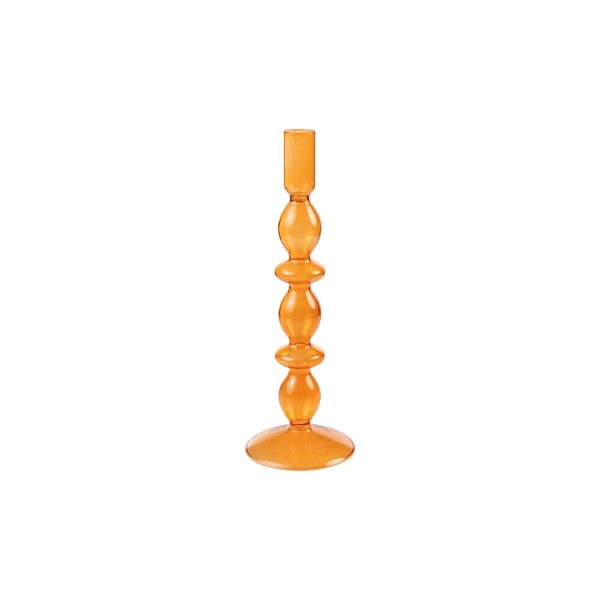 Candleholder Romimex Orange Glass 9 x 27 x 9 cm Supply