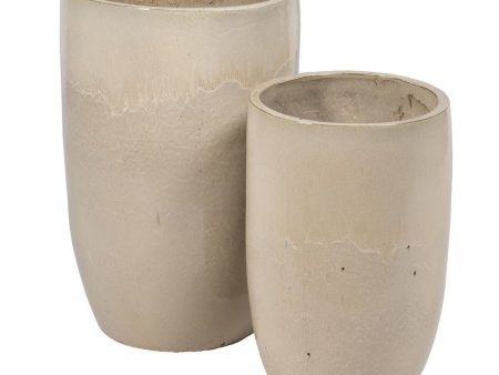 Vase Cream Ceramic 52 x 52 x 80 cm (2 Units) Sale