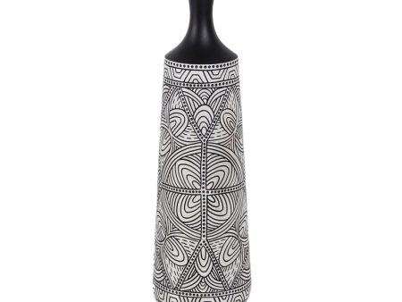 Vase White Black Polyresin 19 x 19 x 64 cm For Sale