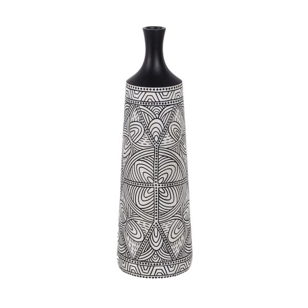 Vase White Black Polyresin 19 x 19 x 64 cm For Sale