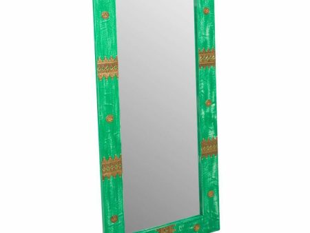 Wall mirror Alexandra House Living Green Golden 1 x 113 x 52 cm Rectangular Discount