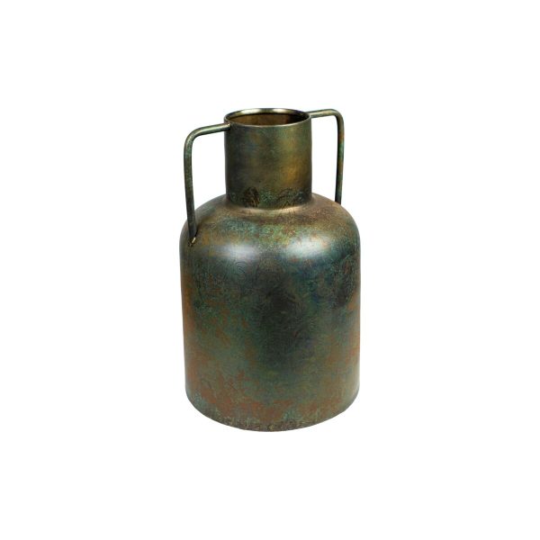 Vase Romimex Antique Brown Metal 23 x 36 x 23 cm With handles For Discount