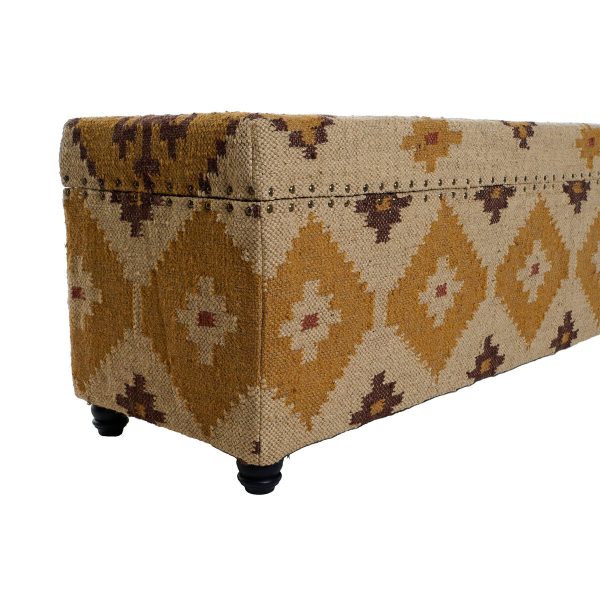 Chest Home ESPRIT Beige Mustard Cotton 120 x 40 x 45 cm Online Hot Sale