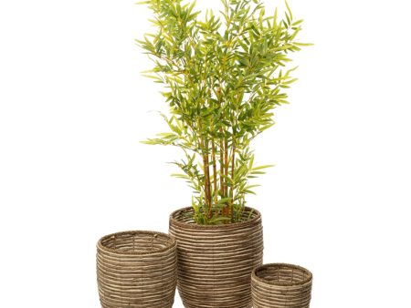 Set of Planters Romimex Natural Fibre 40 x 49 x 40 cm 3 Pieces Online