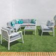 Garden sofa Thais 73,20 x 74,80 x 73,30 cm Aluminium White For Sale