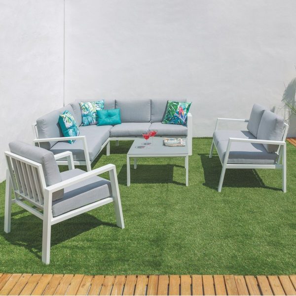 Garden sofa Thais 73,20 x 74,80 x 73,30 cm Aluminium White For Sale