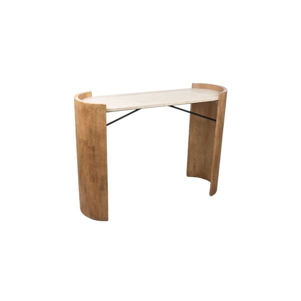 Console Romimex White Brown Beige Wood Marble MDF Wood 111 x 83 x 37 cm For Discount