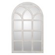 Wall mirror Alexandra House Living White Worn Window Geometric For Sale