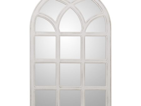 Wall mirror Alexandra House Living White Worn Window Geometric For Sale