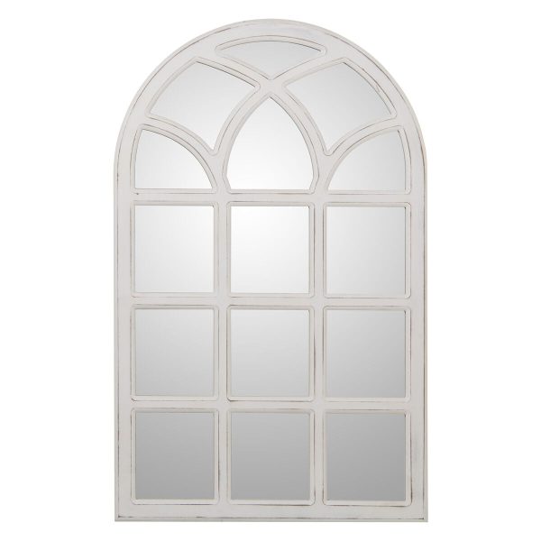 Wall mirror Alexandra House Living White Worn Window Geometric For Sale