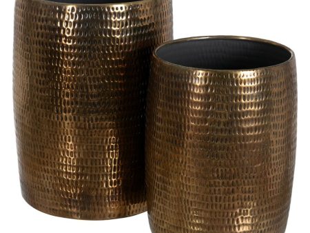 Vase 2 Pieces Bronze Golden Aluminium 35,5 x 35,5 x 50 cm Online