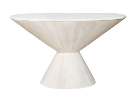 Console Romimex White Golden 122 x 75 x 39 cm Cone-shaped For Sale