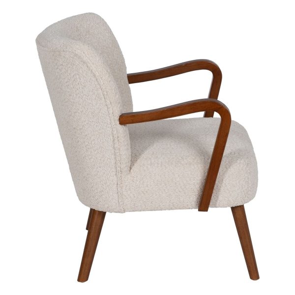 Armchair Beige Natural Polyester Rubber wood Sponge 56 x 56 x 78 cm Discount