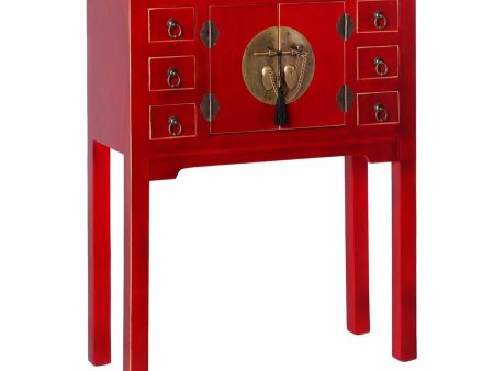 Console ORIENTE Iron MDF Wood Red Golden 63 x 26 x 80 cm Hot on Sale