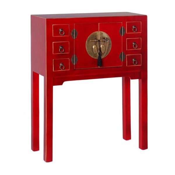 Console ORIENTE Iron MDF Wood Red Golden 63 x 26 x 80 cm Hot on Sale