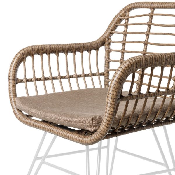 Garden chair Ariki 57 x 62 x 80 cm synthetic rattan Steel White For Sale