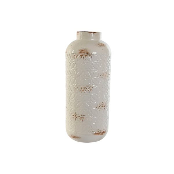 Vase Home ESPRIT White Metal 15 x 15 x 36 cm on Sale