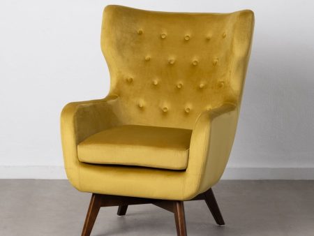 Armchair 75 x 83 x 103 cm Synthetic Fabric Wood Mustard For Sale