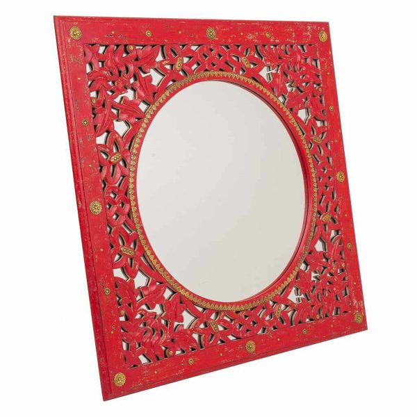 Wall mirror Alexandra House Living Red 1 x 84 x 84 cm Rectangular Online now