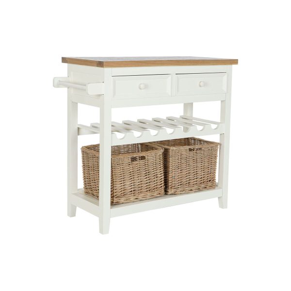 Console DKD Home Decor Beige wicker Paolownia wood 88 x 38 x 80 cm Hot on Sale