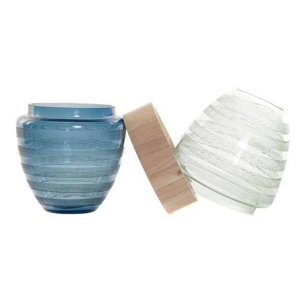 Vase DKD Home Decor Blue Mint Wood Crystal Modern (21 x 21 x 43 cm) Online