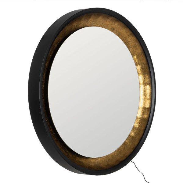 Wall mirror Black Golden 90 x 9 x 90 cm For Sale