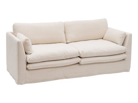 3-Seater Sofa Beige Viscose 224 x 100 x 94 cm Online Sale