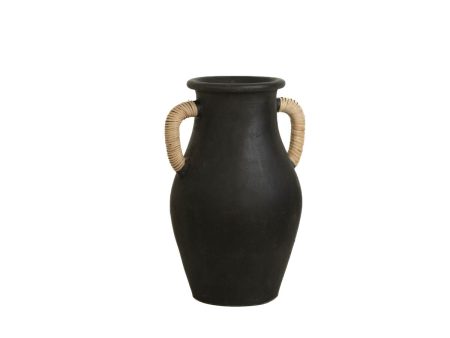 Vase Romimex Black Ceramic Rattan 20 x 40 x 20 cm With handles Supply