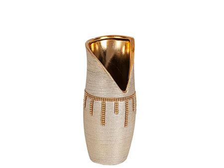 Vase Romimex Champagne Ceramic 11 x 25 x 10 cm Hot on Sale