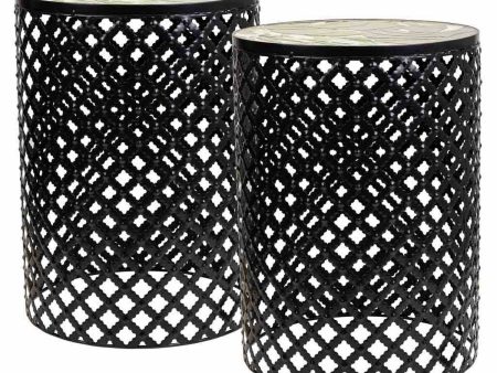 Flower Pot Stand Alexandra House Living Black Iron Tile 38 x 50 x 38 cm 2 Pieces Online Hot Sale