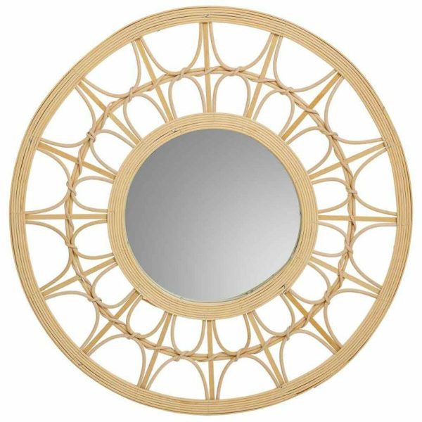 Wall mirror Alexandra House Living Natural 56 x 2 x 56 cm Circle For Cheap