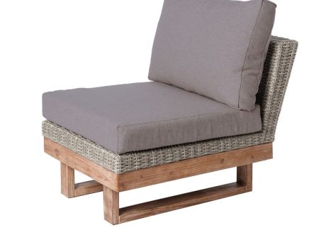 Garden sofa Patsy Modular Grey Wood Rattan 66 x 89 x 64,5 cm on Sale